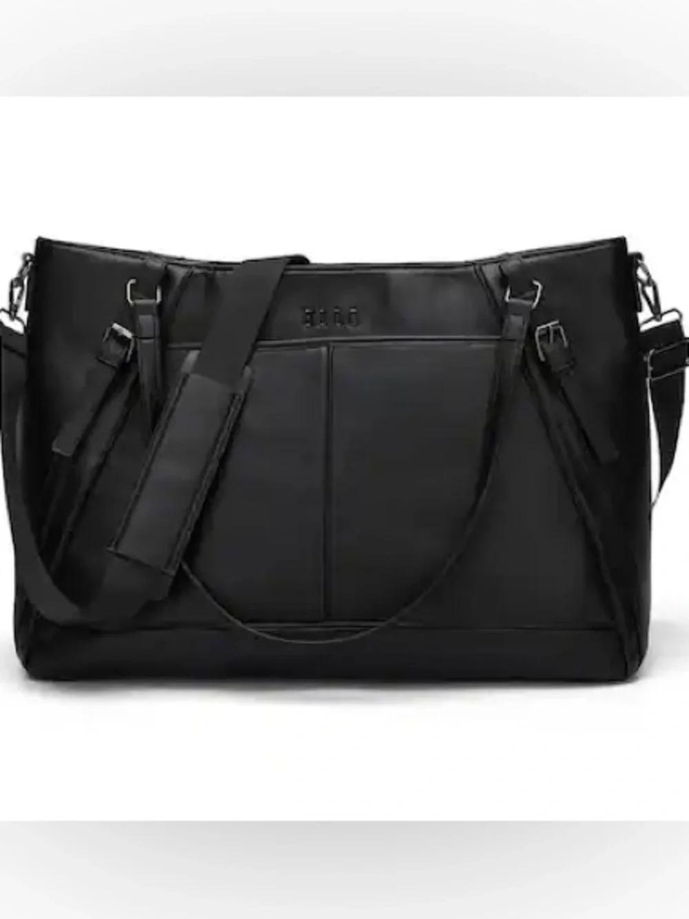 Elle Black Duffel Bag Shoulder Strap Leisure Luxe 33L Vegan Leather Weekender
